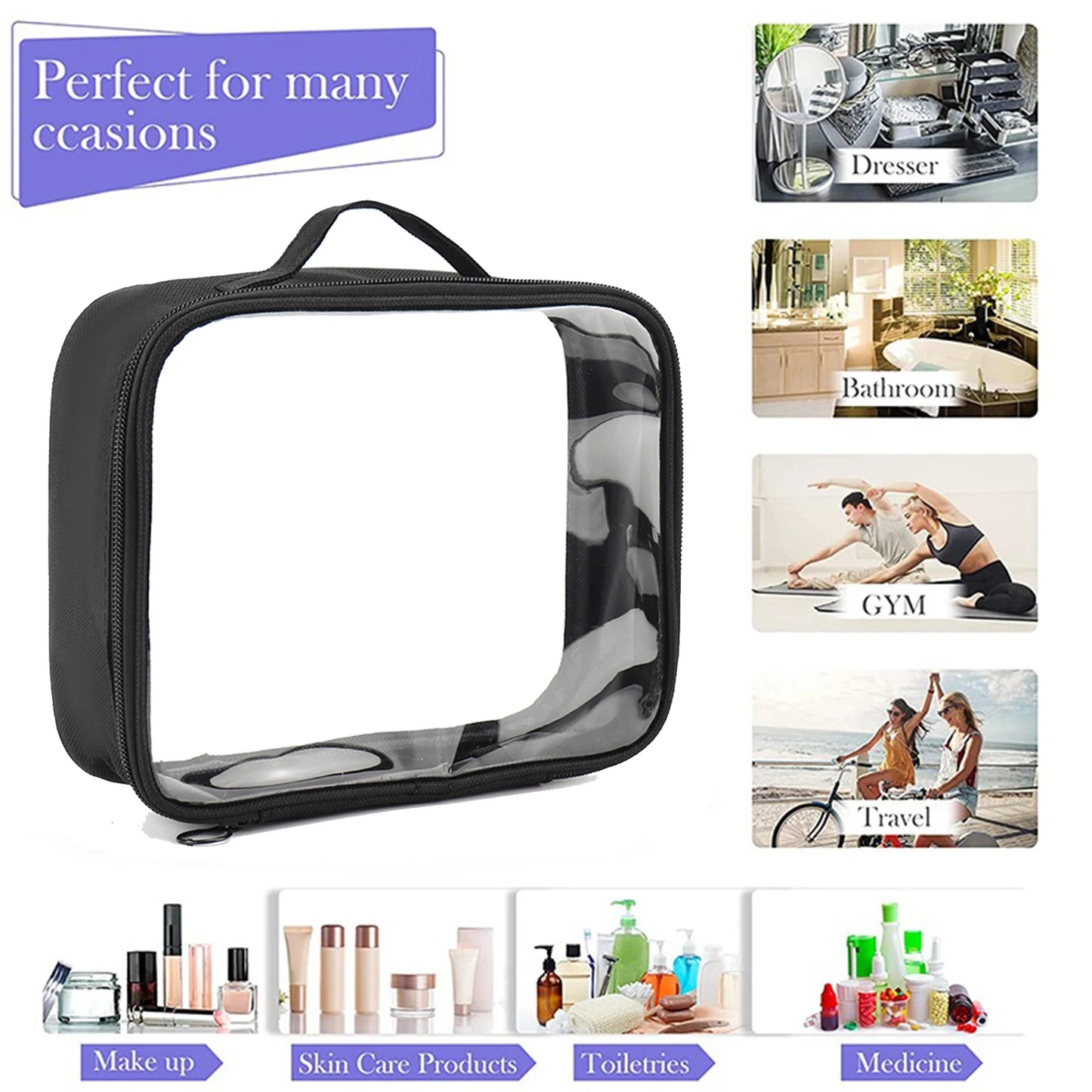 Grande trousse de toilette transparente femme Dasuro